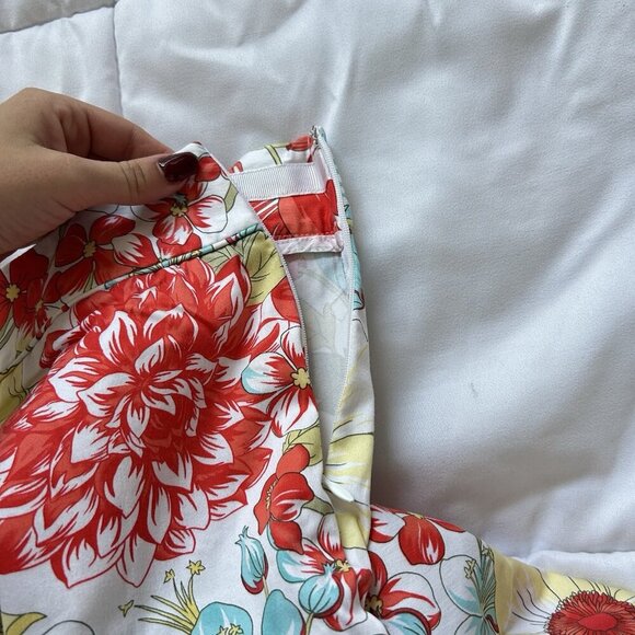 Valerie Stevens Womens 14P Floral Floral Red Yellow Pants Office Spring Summer - Picture 5 of 6